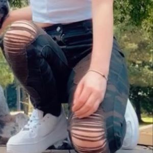 Camo ripped skinny jeans